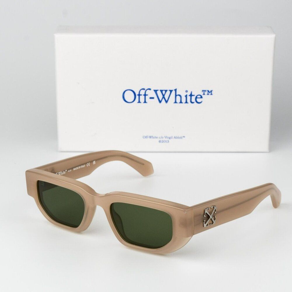 Off-White GREELEY Women Sunglasses Beige Green Square OERI115 GREELEY 1755 NEW